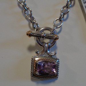 Gorgeous Amethyst Sterling Silver & 18K Gold Necklace NWT